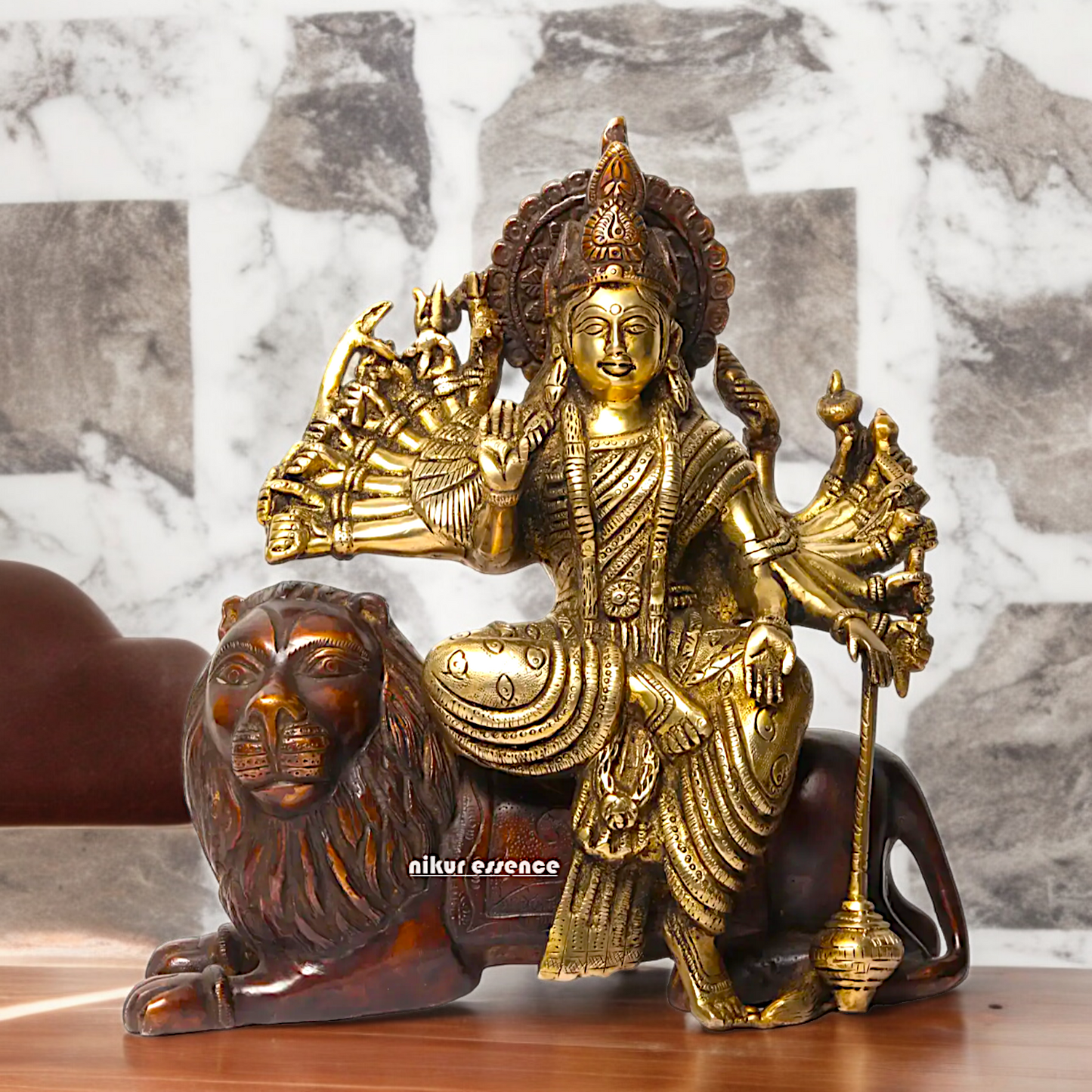 Online Brass Durga Maa Devi Sitting on Lion- 29 cm