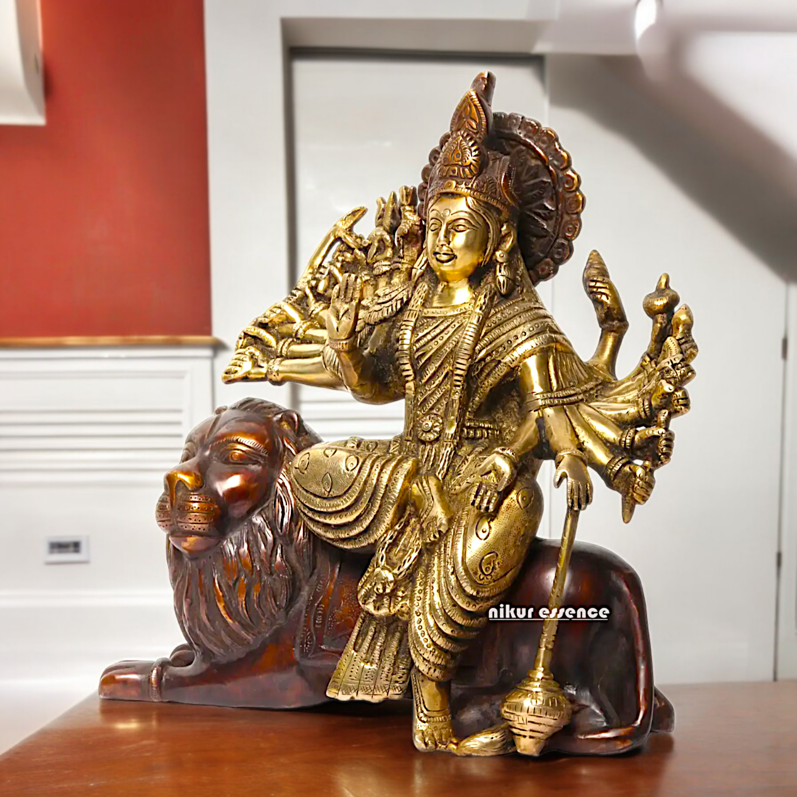 Online Brass Durga Maa Devi Sitting on Lion- 29 cm