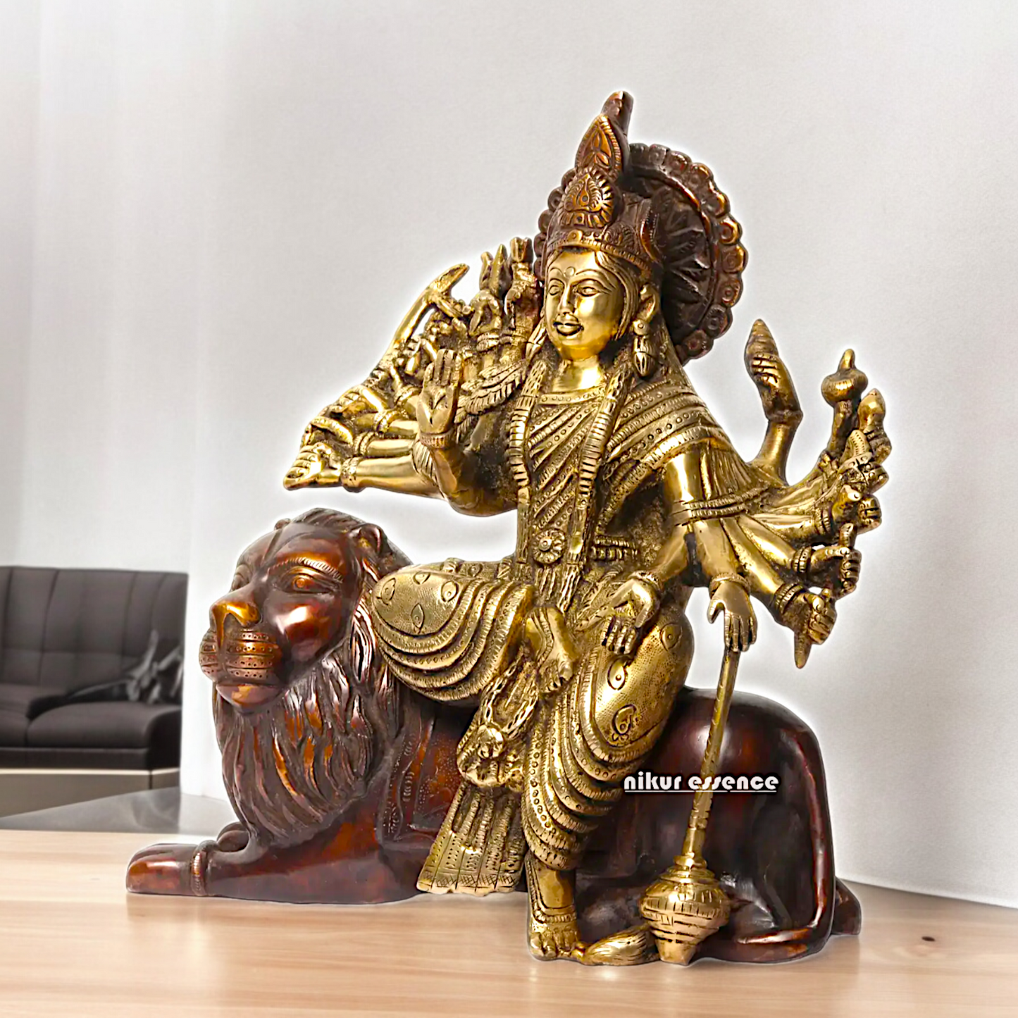 Online Brass Durga Maa Devi Sitting on Lion- 29 cm