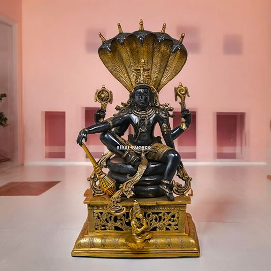 Online Brass Vishnu Sitting on Sheshnag Statue - 28 inches