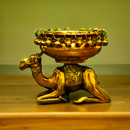 Pure Brass Camel Urli Home Decor - 21 cm Idols Nikuressence