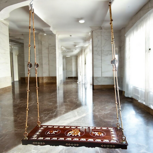 Handcrafted Rosewood Oonjal (Jhula/Swing) – 5ft Traditional Wooden Swing with 7ft Brass Chains. Available in the USA, UK, Australia & worldwide Nikuressence
