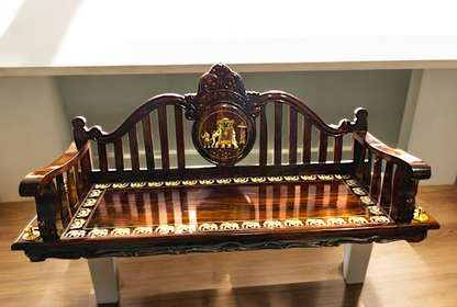 Exquisite Handcrafted Carved Solid Rosewood Oonjal | 5ft Stylish Wooden Swing with 7ft Brass Chains & Royal Procession Inlay Nikuressence