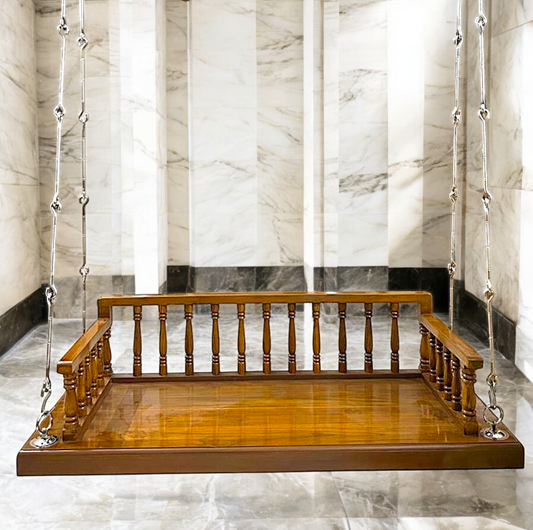 Handcrafted 5ft Rosewood Oonjal Swing with 7ft Brass Chains – Perfect for Balcony & Indoor Use Nikuressence