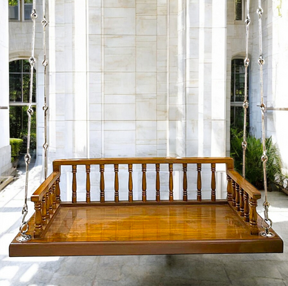 Handcrafted 5ft Rosewood Oonjal Swing with 7ft Brass Chains – Perfect for Balcony & Indoor Use Nikuressence