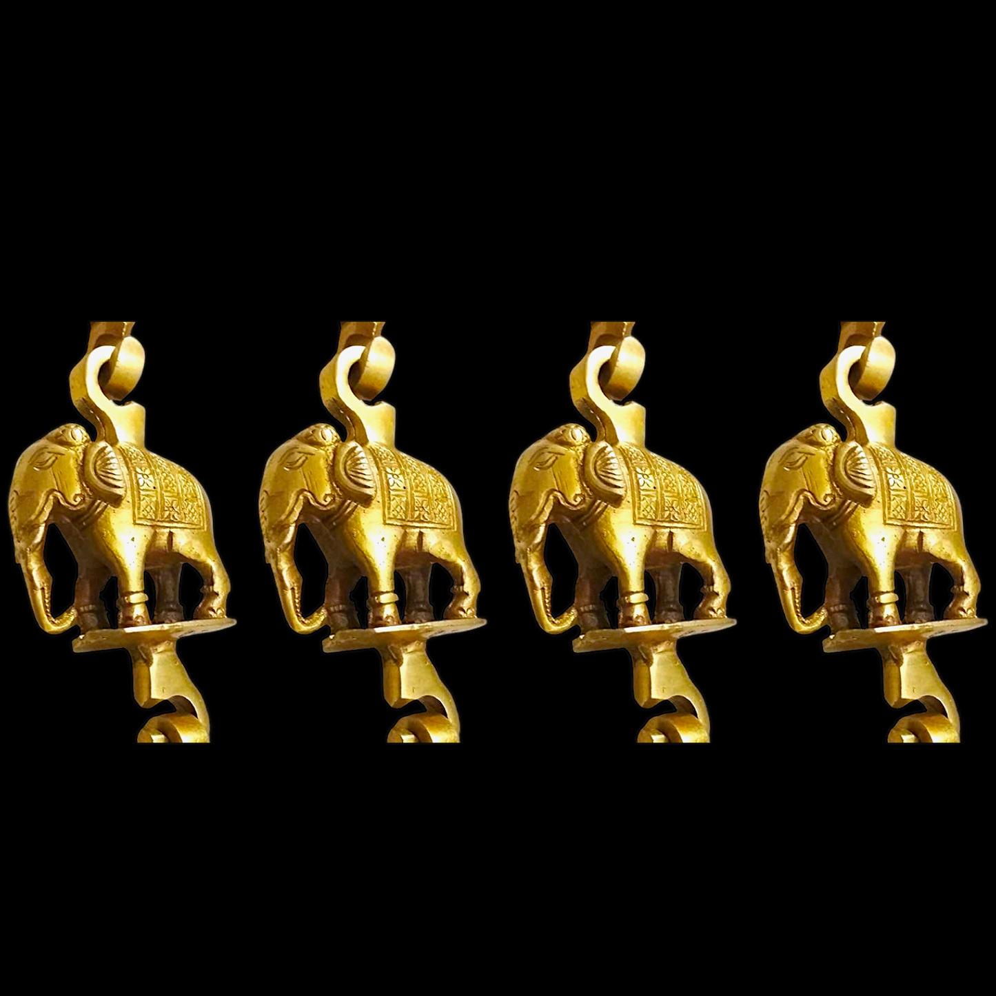 Handcrafted Teakwood Jhula – 4ft Traditional Wooden Swing with 7 feet Brass Chains with Elephant & Peacock Motifs-Nikur Essence Nikuressence