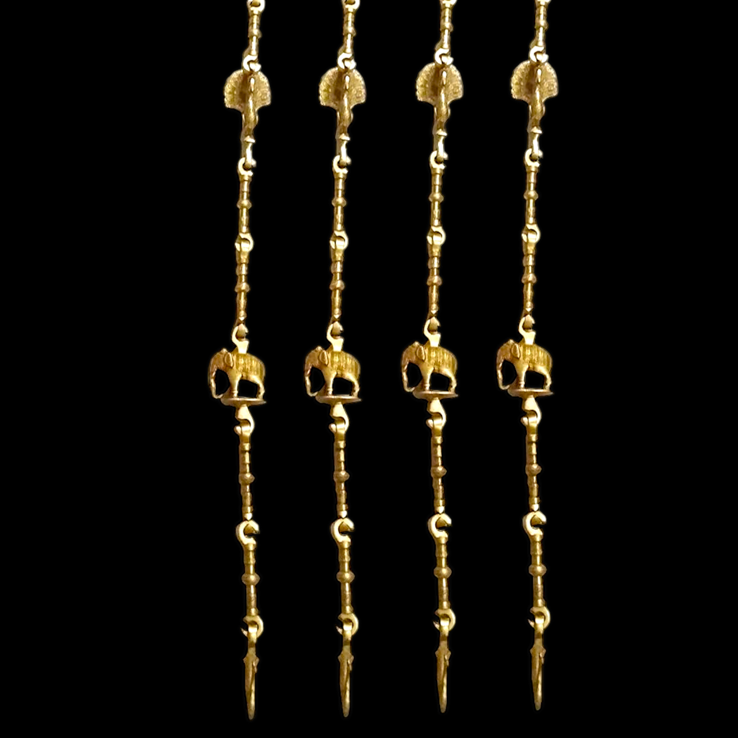 Handcrafted Teakwood Jhula – 4ft Traditional Wooden Swing with 7 feet Brass Chains with Elephant & Peacock Motifs-Nikur Essence Nikuressence