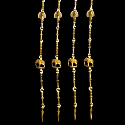 Handcrafted Teakwood Jhula – 4ft Traditional Wooden Swing with 7 feet Brass Chains with Elephant & Peacock Motifs-Nikur Essence Nikuressence