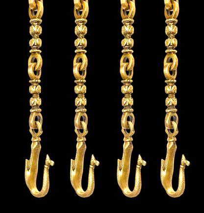 Handcrafted Rosewood Swing Plank – 4 feet Wooden Jhoola with 4 Solid Brass Chains & Ceiling Hooks | Luxury Oonjal for Home & Temple -Nikur Essence Nikuressence