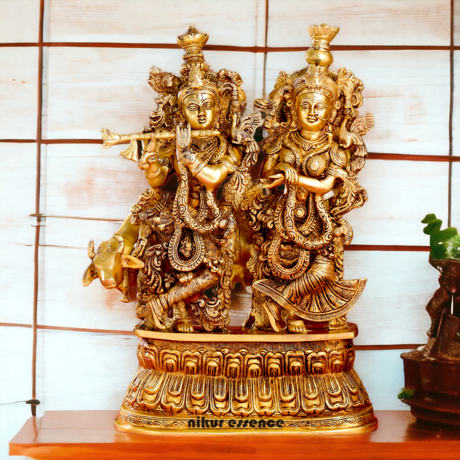 Buy Pure Brass Radha Krishna idol - 21 inches | Elegant Krishna Statue for Home Decor