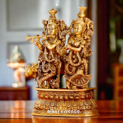 Buy Pure Brass Radha Krishna idol - 21 inches | Elegant Krishna Statue for Home Decor