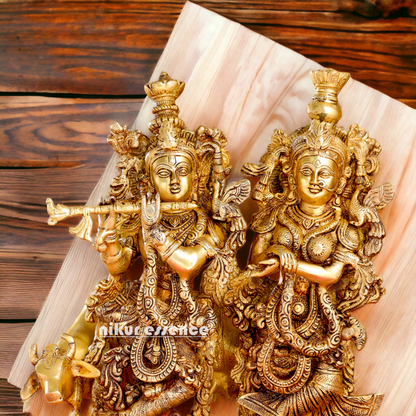 Buy Pure Brass Radha Krishna idol - 21 inches | Elegant Krishna Statue for Home Decor