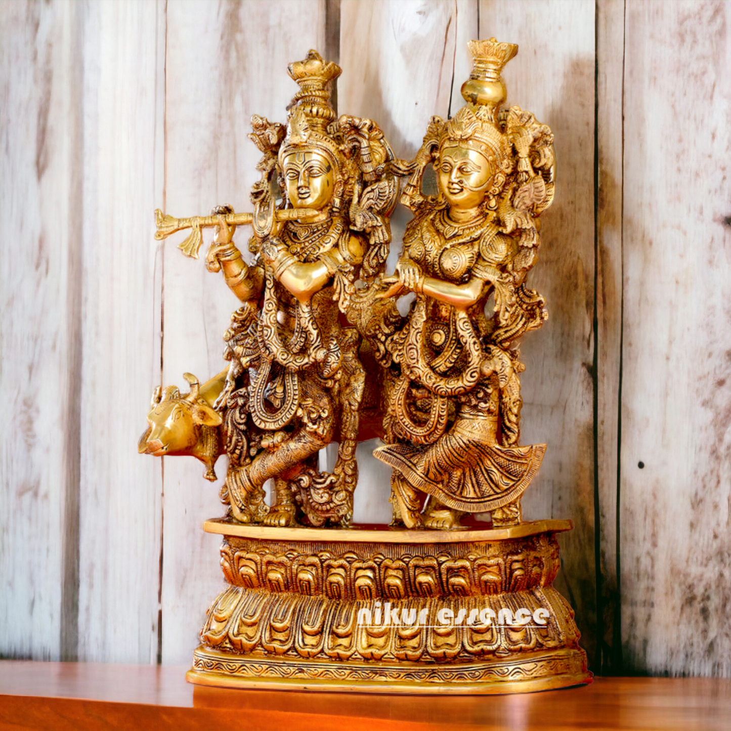 Buy Pure Brass Radha Krishna idol - 21 inches | Elegant Krishna Statue for Home Decor