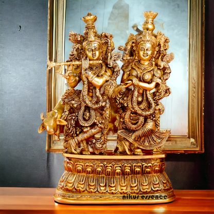 Buy Pure Brass Radha Krishna idol - 21 inches | Elegant Krishna Statue for Home Decor