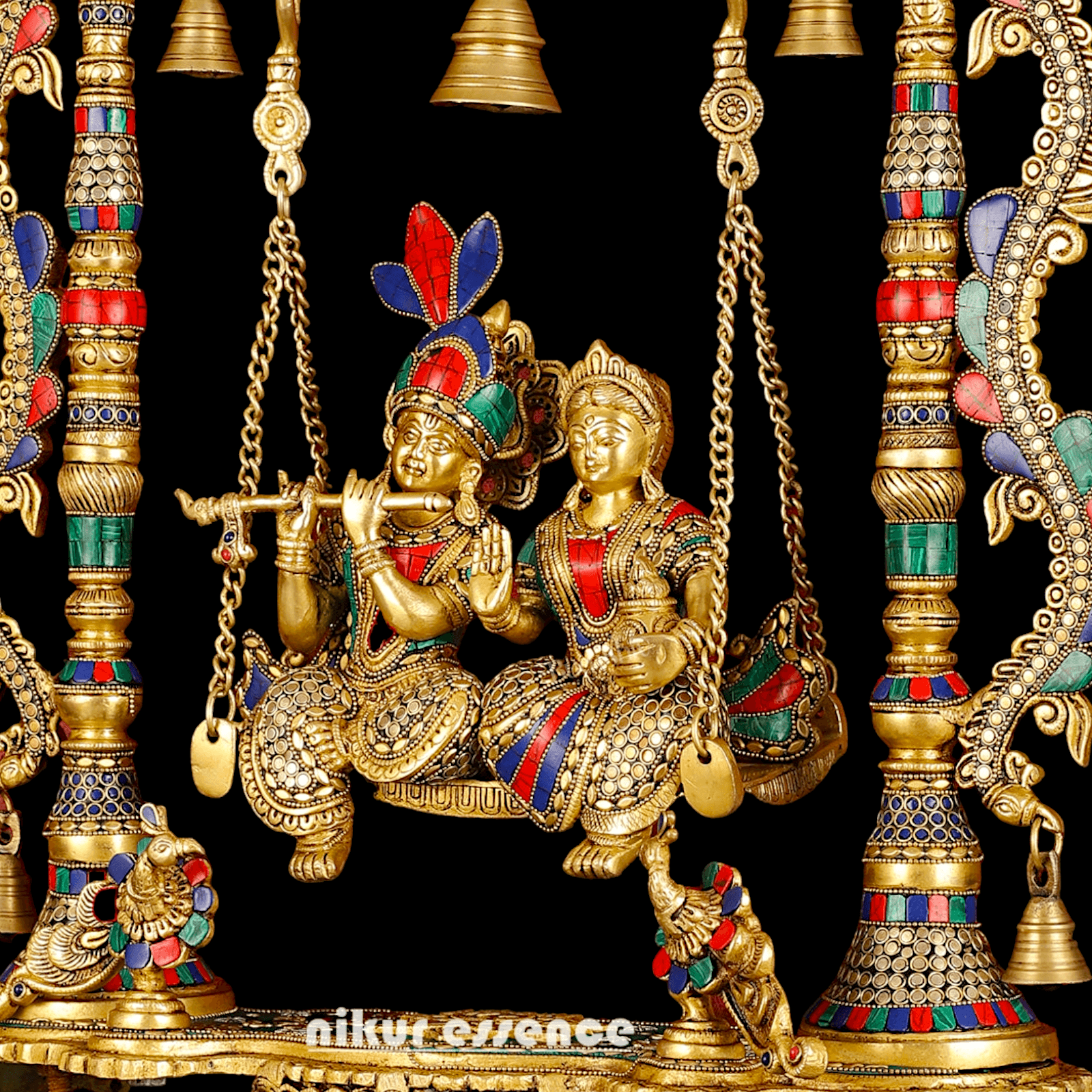 Buy Large Radha Krishna Swing | Buy Radha Krishna Jhula | 30 inch Idols Nikuressence