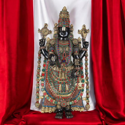 Lord Tirupati Balaji with Goddess Lakshmi Brass idol - 34 inches Nikuressence