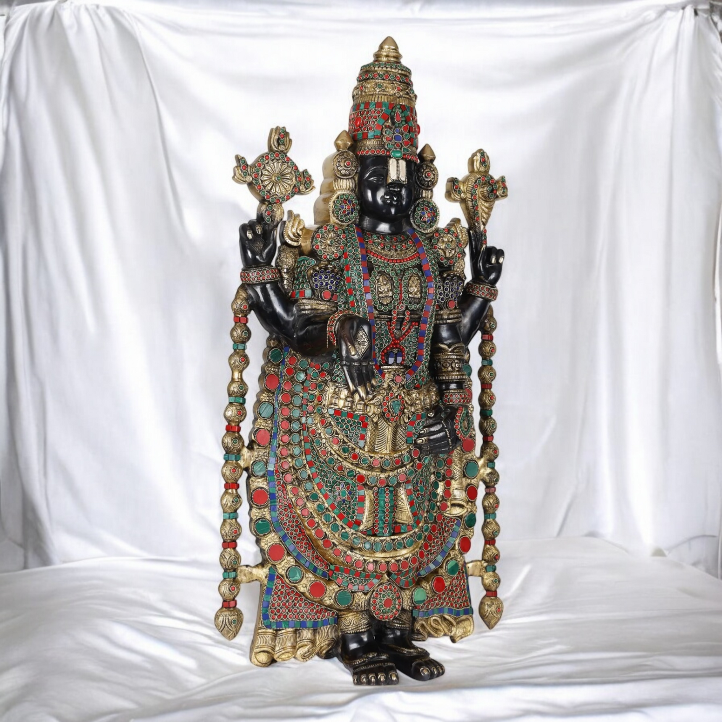 Lord Tirupati Balaji with Goddess Lakshmi Brass idol - 34 inches Nikuressence