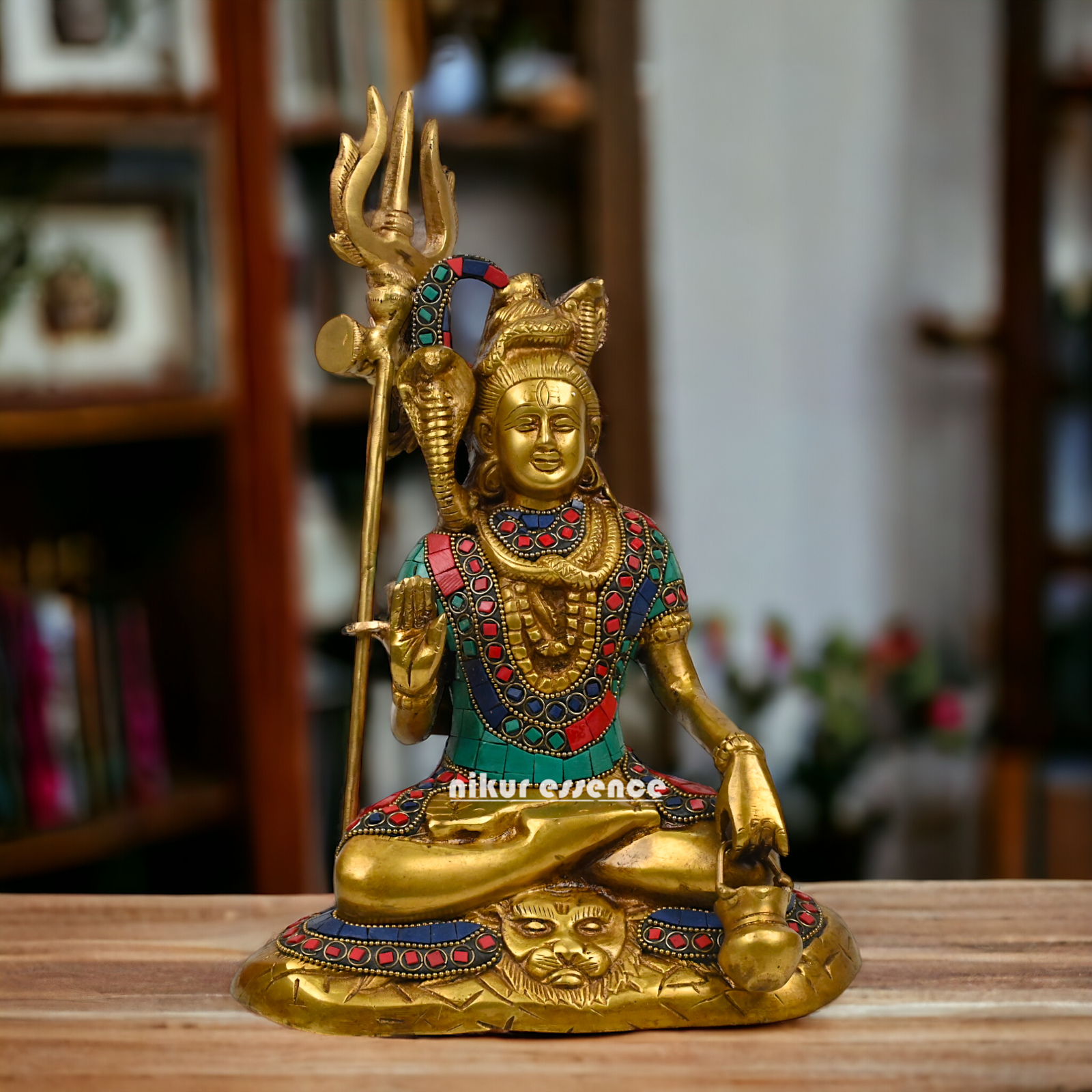 Online Shiva Shankar Idol with stone work - 9 Inch Idols Nikuressence