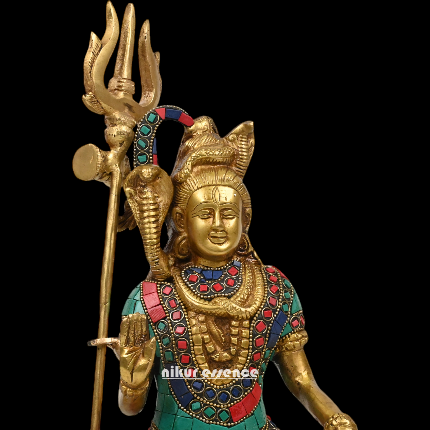 Online Shiva Shankar Idol with stone work - 9 Inch Idols Nikuressence