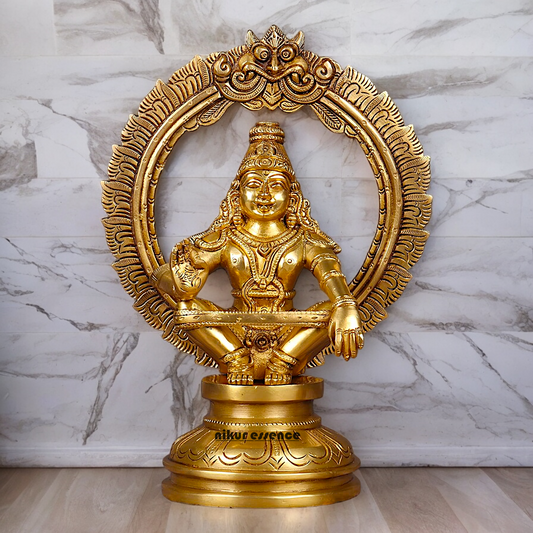 Solid Braas Ayyappa sitting idol - 26.4 cm