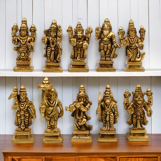 Buy Brass Vishnu Dashavatar idols set - 3 inch