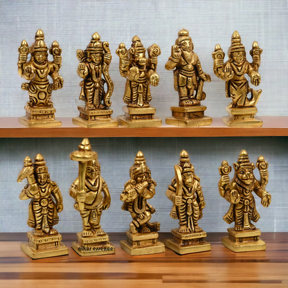 Buy Brass Vishnu Dashavatar idols set - 3 inch Idols Nikuressence