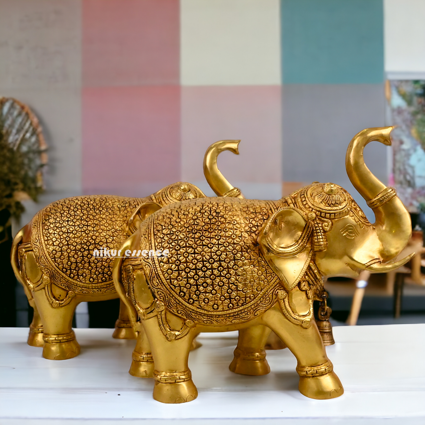 Buy a pair of Brass Elephant Statue - by Nikur Essence