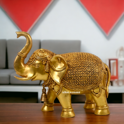 Buy Brass Elephant Statue - 12 inch by Nikur Essence