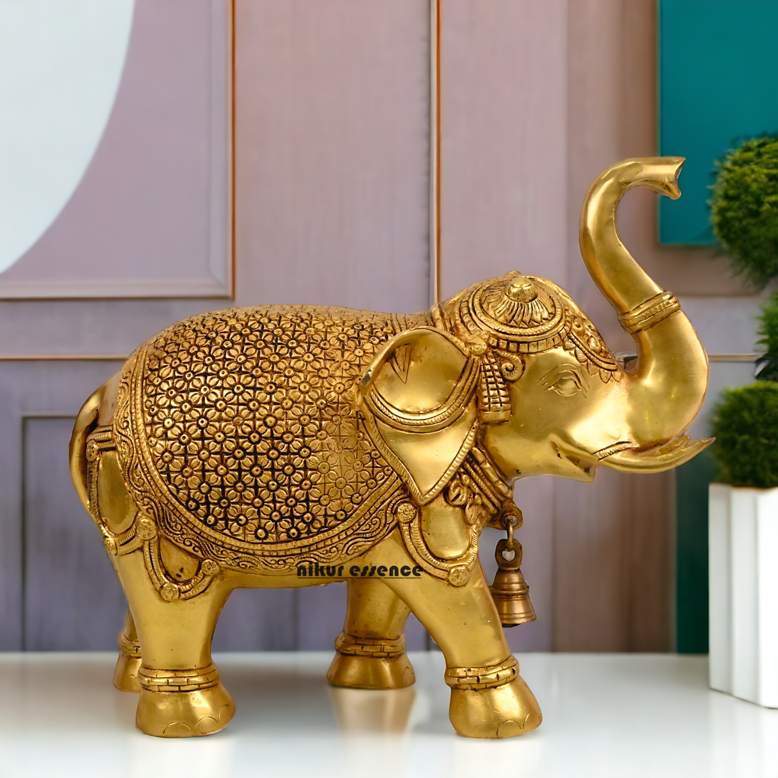 Buy Brass Elephant Statue - 12 inch by Nikur Essence