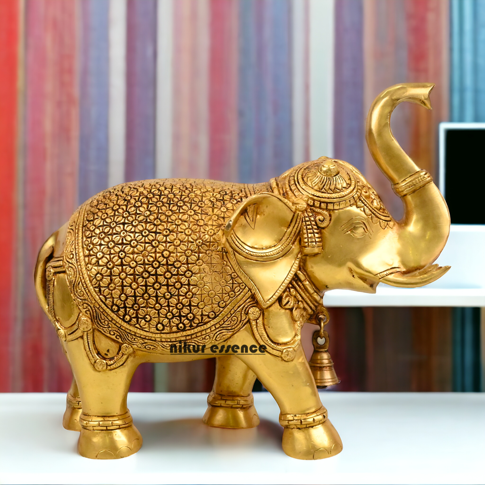 Buy Brass Elephant Statue - 12 inch by Nikur Essence