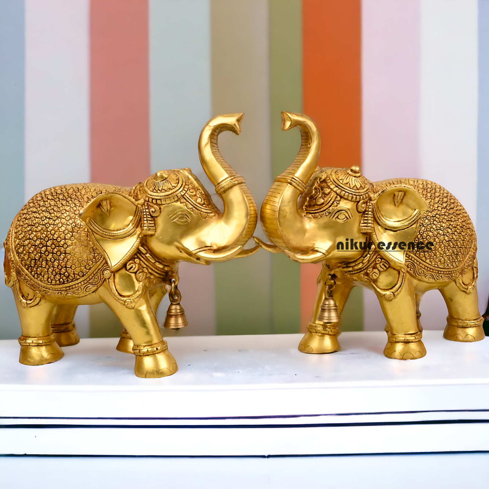 Buy a pair of Brass Elephant Statue - by Nikur Essence