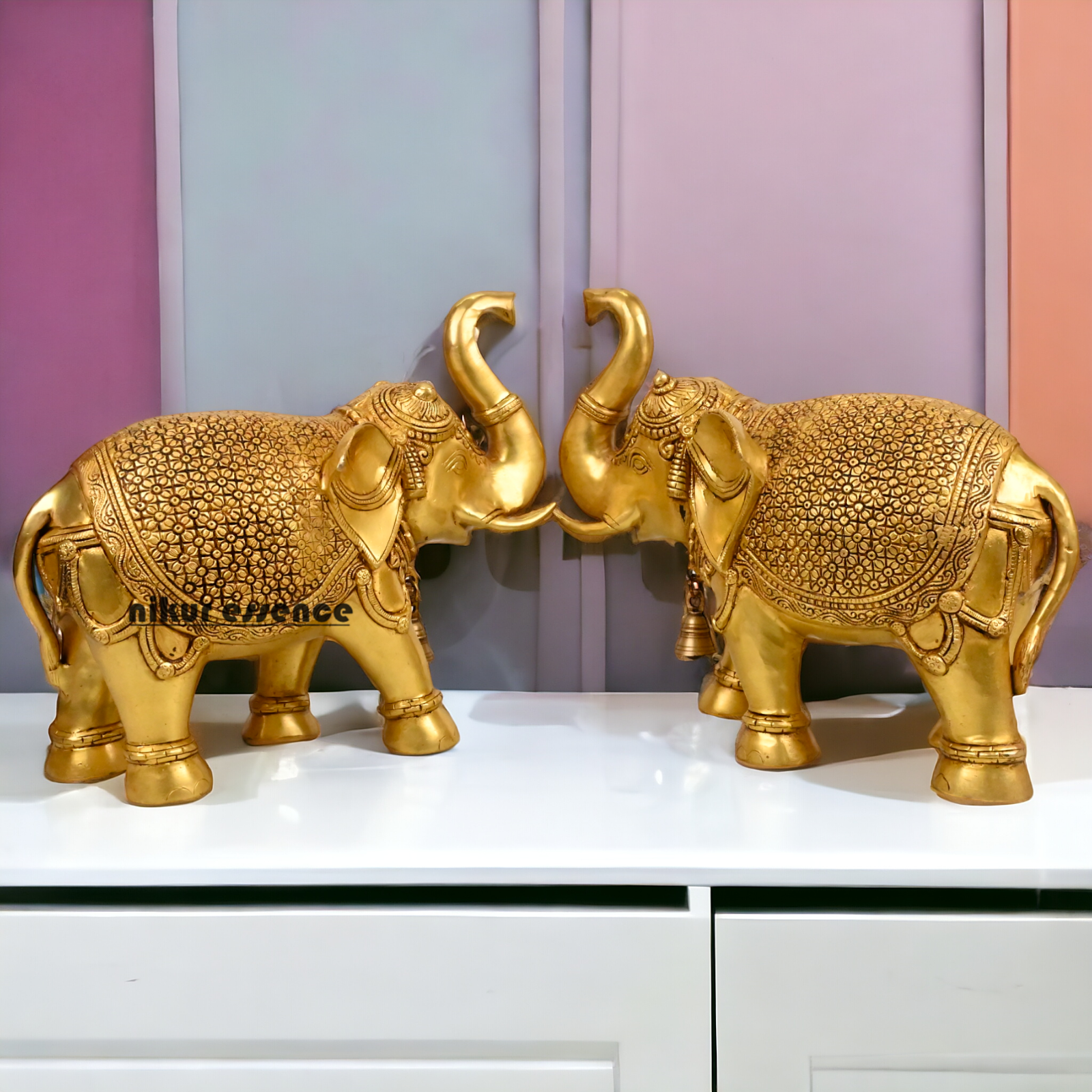 Buy a pair of Brass Elephant Statue - by Nikur Essence