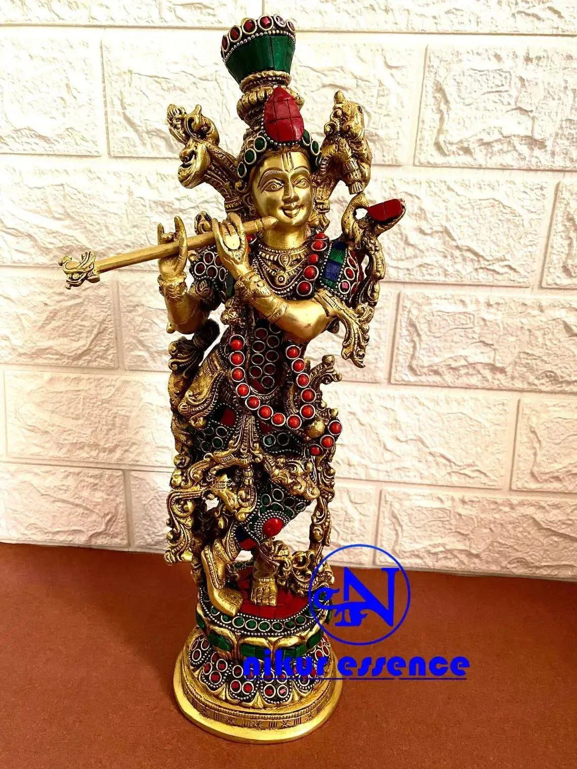 Buy Krishna Brass Statue with Stone Work 14 inch Height nikuressence 10 avatars of krishna acrylic painting of krishna brass decor brass krishna statue buy krishna brass statue in usa decorative brass items diwali gift sets gangaur festival in rajasthan iskon krishna incarnation of vishnu krishna statue in brass lakshmana krishna mahal luxury diwali gifting radha krishna age stone what is shukla paksha and krishna paksha