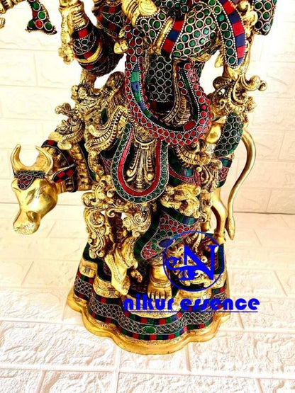 Hindu Brass Krishna with Cow Statue| Beautiful Krishna with Cow Statue with Stone Work-nikur nikuressence brass gift items brass handicraft brass krishna idol with cow Britannica diwali home decor items facts of krishna home decoration krishna how to clean brass vessels krishna paksha or shukla paksha little krishna statue lord krishna with cow statue online decorative items for home radha krishna age shior which avatar of vishnu is krishna