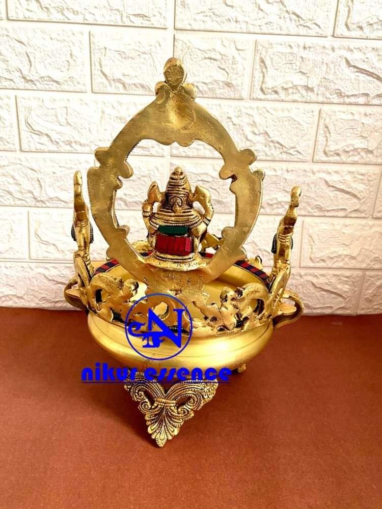 Buy Online Brass Ganesha Urli with Stone work