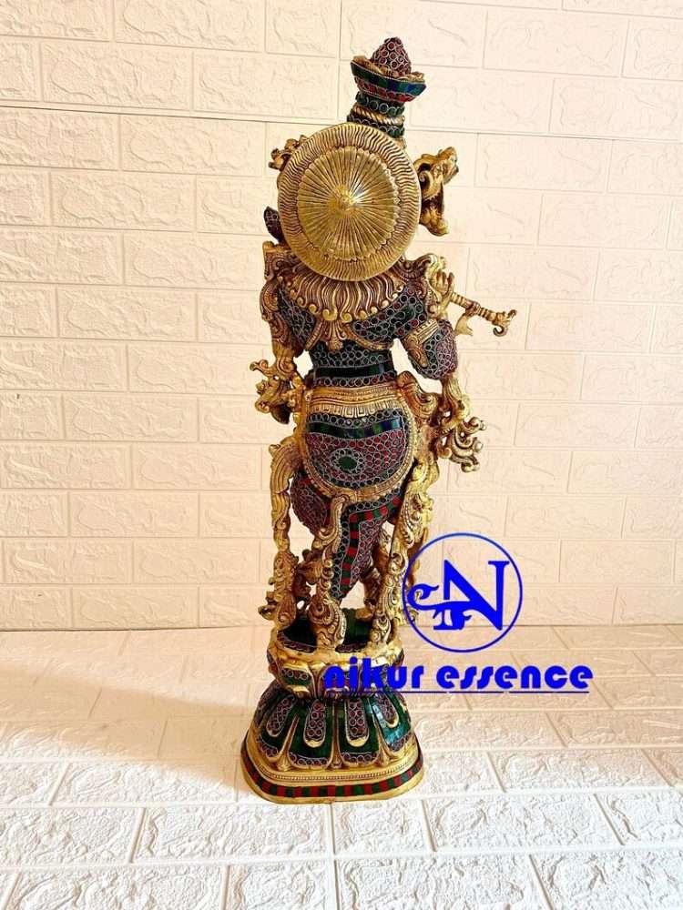 Big Krishna Brass Statue with Gorgeous Stone Inlay, Brilliant Golden Finish, and Masterful Craftsmanship, Adding Elegance to Any Space (Copy) Nikuressence amfez banshi brass god idols brass krishna idol with price brass krishna idol with stone work brass krishna statue diwali home decoration items facts on krishna handicrafts at home krishna statue black largest krishna statue lord vishnu and krishna original udupi krishna idol radha krishna jhula murti traditional diwali presents