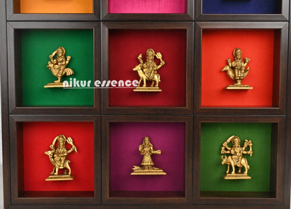 Brass Navdurga Idols with solid frame Idols Nikuressence