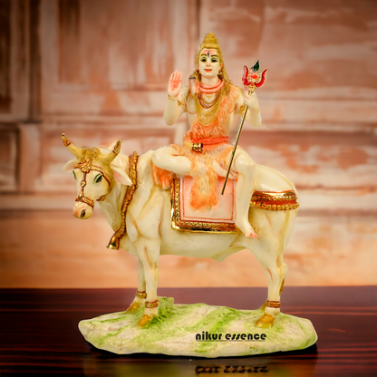 Buy Shiva with nandi Statue-11 inch Cultured Marble Nikuressence Hindu God Statues Hindu God Statues for Worship lord shiva marble statue for sale Marble Sculptures marble shiv ling marble shiv murti marble shiva Marble Shiva Statue for Home Temple Decor Marble Shiva Statue online Religious Art Spiritual Growth