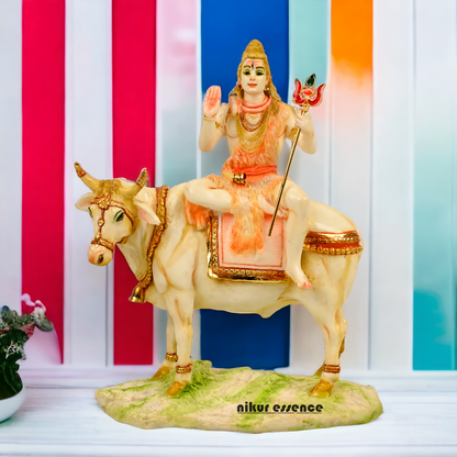 Buy Shiva with nandi Statue-11 inch Cultured Marble Nikuressence Hindu God Statues Hindu God Statues for Worship lord shiva marble statue for sale Marble Sculptures marble shiv ling marble shiv murti marble shiva Marble Shiva Statue for Home Temple Decor Marble Shiva Statue online Religious Art Spiritual Growth