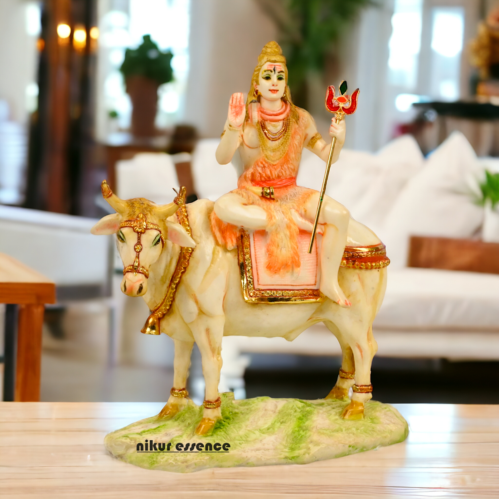 Buy Shiva with nandi Statue-11 inch Cultured Marble Nikuressence Hindu God Statues Hindu God Statues for Worship lord shiva marble statue for sale Marble Sculptures marble shiv ling marble shiv murti marble shiva Marble Shiva Statue for Home Temple Decor Marble Shiva Statue online Religious Art Spiritual Growth